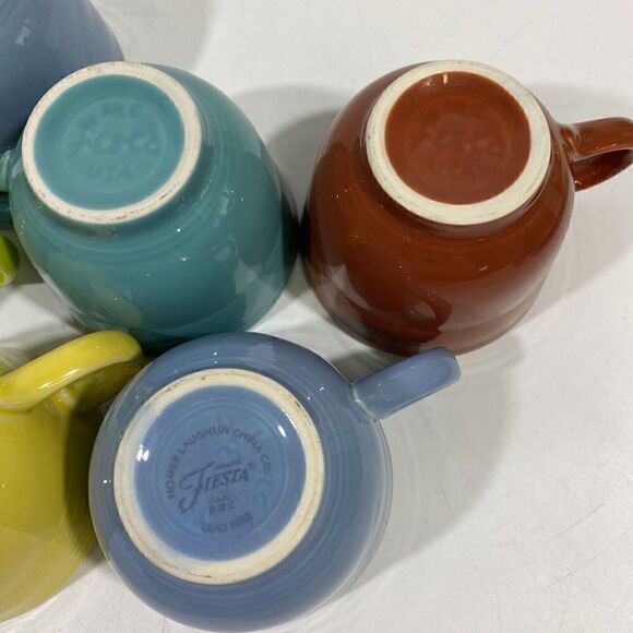 Vintage Homer Laughlin Fiestaware Teacup Mug Lot 8 Blue Teal Orange Lime Green - Picture 9 of 9